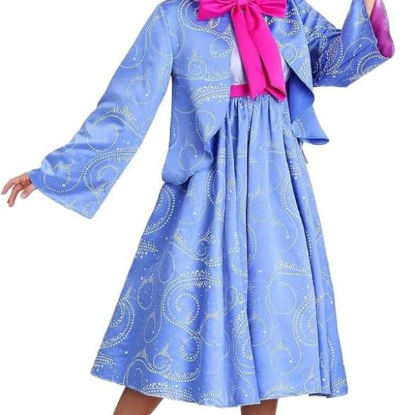 Women Fairy Godmother Costume Adult Hooded Cloak Cape Shirt Dress Set Halloween Cosplay Party