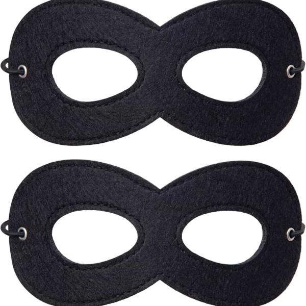 2 Pieces Black Felt Eye Mask,Halloween Costumes Masquerade Half Mask Cosplay Party Supplies for