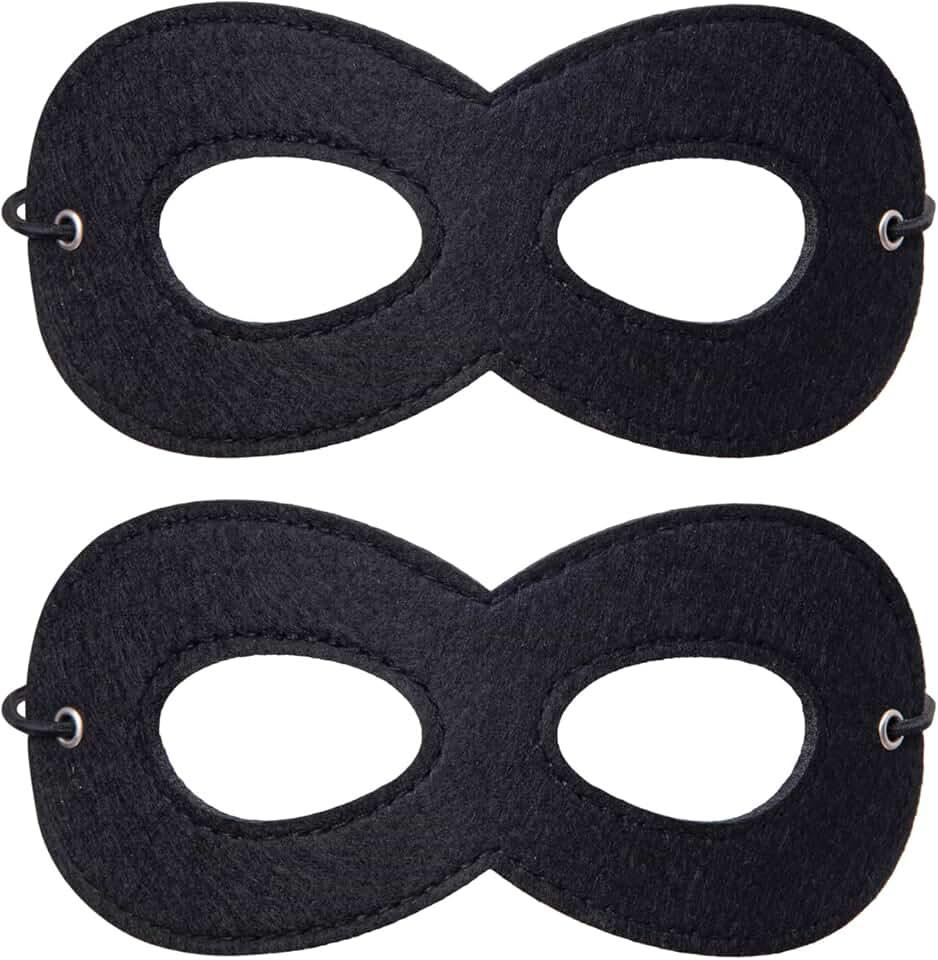 2 Pieces Black Felt Eye Mask,Halloween Costumes Masquerade Half Mask Cosplay Party Supplies for