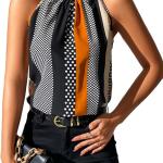 SOLY HUX Women's Summer Halter Tops Keyhole Polka Dots Blouses Striped Tank Top Casual Sleeveless Shirts