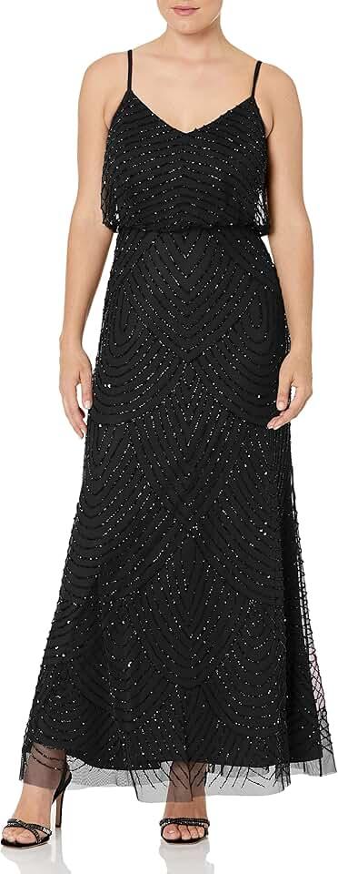 Women's Long Beaded Blouson Gown