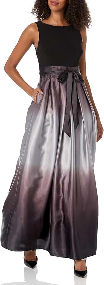 Women's Long Satin Party Dress 3/4 Sleeve and Sleeveless Has Pockets