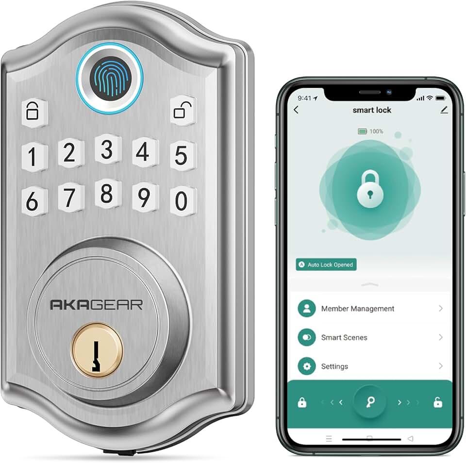 Keyless Entry Door Lock with APP Control - Fingerprint Deadbolt Door Lock, Electronic Keypad Lock,