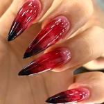 Halloween Press on Nails Blood Fake Nails Long Stiletto Stick on Nails Gothic With Blood Acrylic