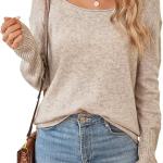 Arach&Cloz Womens Wool Boat Neck Sweater Outfit Long Sleeve Casual Loose Pullover Trendy Tops 2024