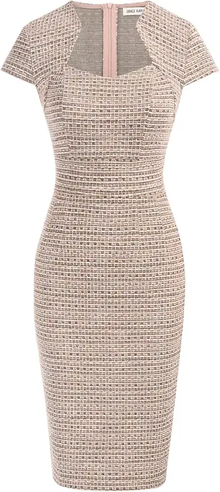 GRACE KARIN Women's Gorgeous Pencil Dress Cap Sleeve Tweed Pencil Dress for Work