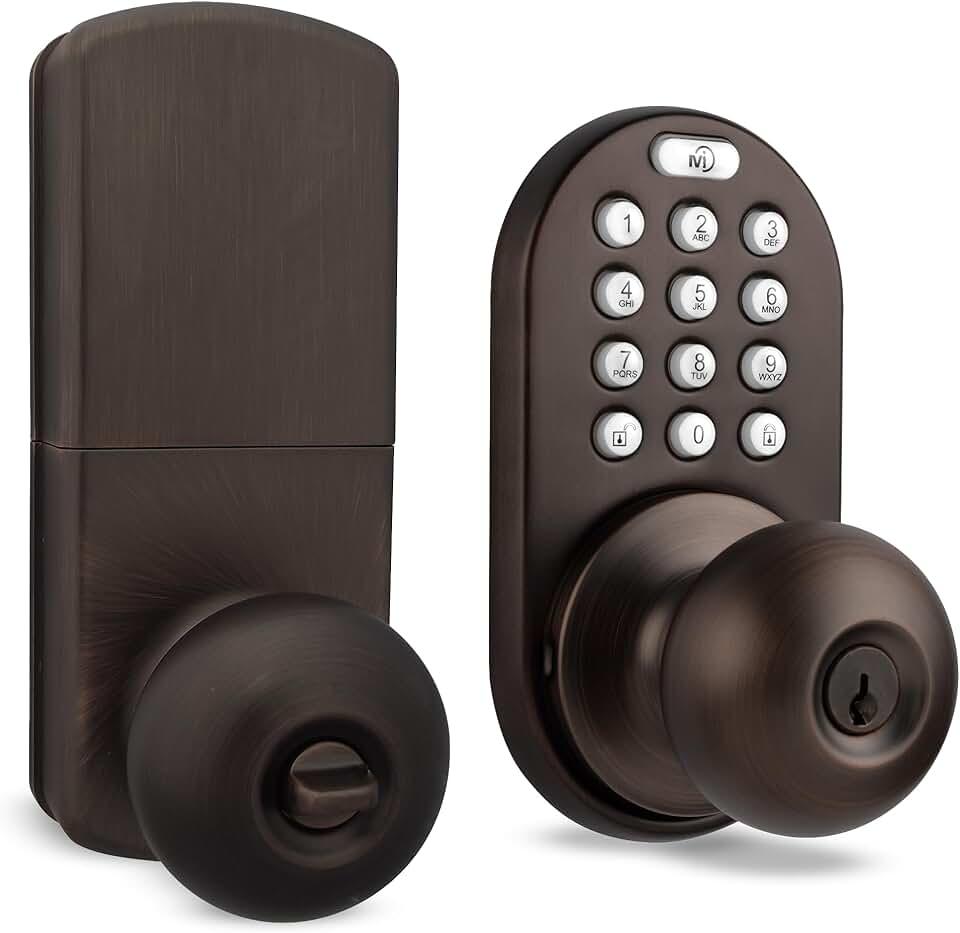 MiLocks TKK-02OB Digital Door Knob Lock with Electronic Keypad, Oil Rubbed Bronze, Keypad Lockable