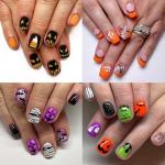 4 Types (2 Glossy 2 Matte) Halloween Press on Nails Short Square Fake Nails with Nails Glue Pumpkin