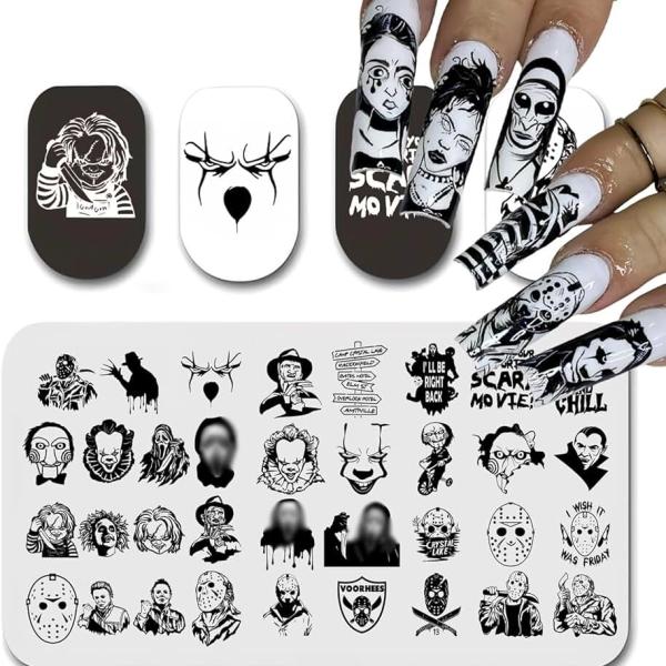 Halloween Nail Stamping Plate Nails Stamping Kit Halloween Large Scary Movie Characters Holiday