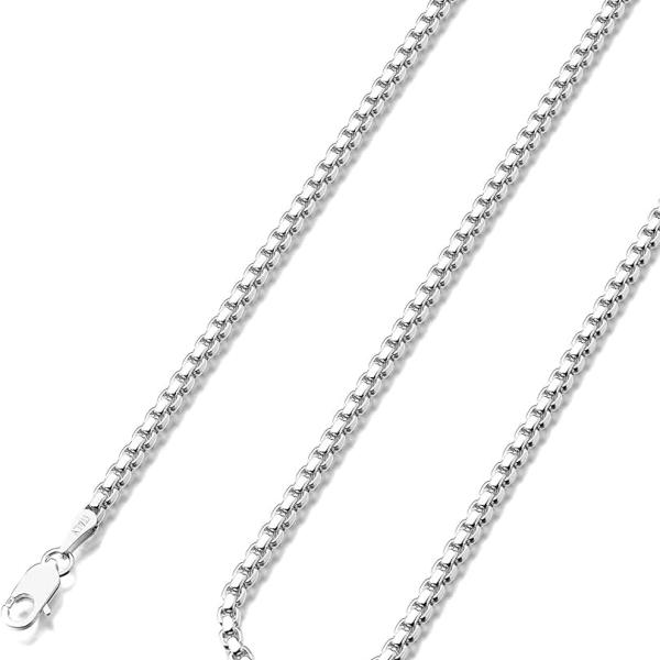 Waitsoul 925 Sterling Silver Box Chain Lobster Clasp 2/3/4/5mm Necklace for Women Mens Box Chain