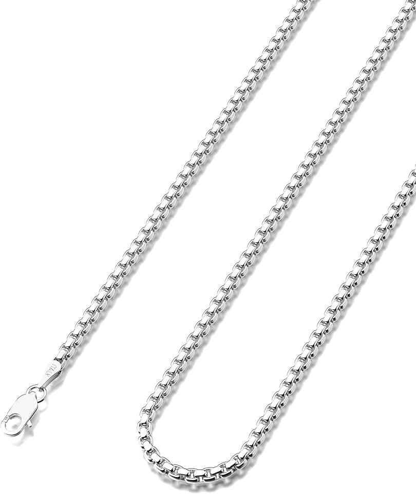 Waitsoul 925 Sterling Silver Box Chain Lobster Clasp 2/3/4/5mm Necklace for Women Mens Box Chain