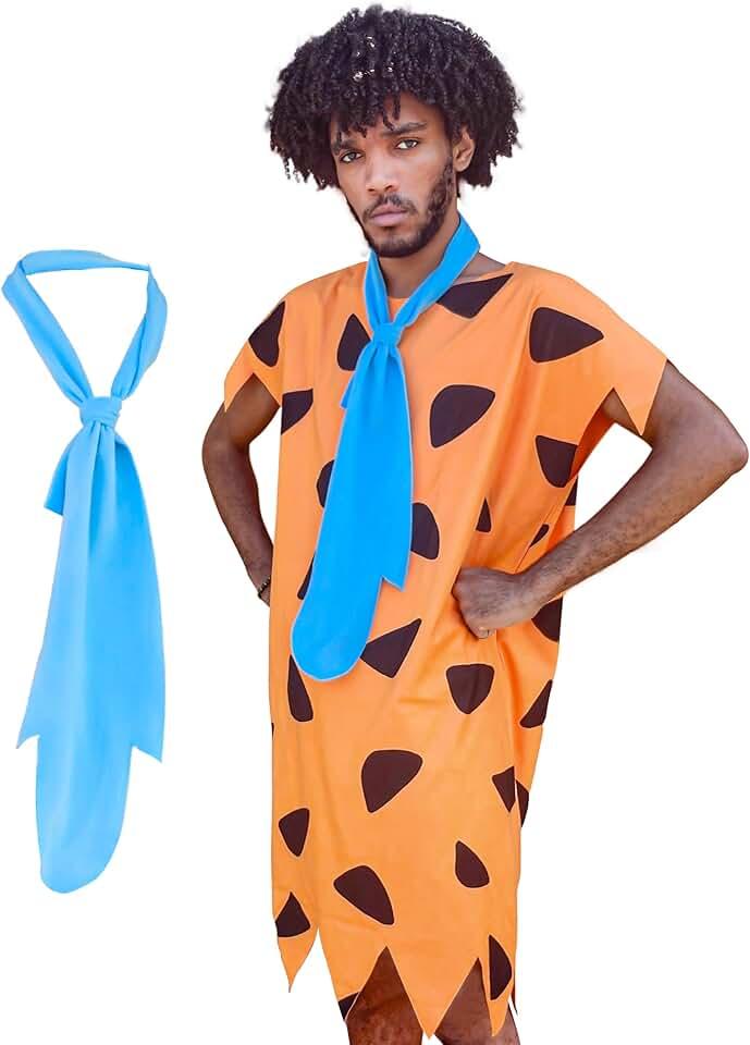 Adult Halloween Costumes Sold Separately- Orange Cavemen Fred Outfit - White Wilma Dress - Party