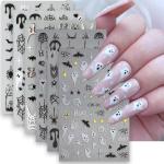 6 Pcs Spider Ghost Nail Stickers for Nail Art, Crystal Diamond Spider Design Nail Decals Spider Web