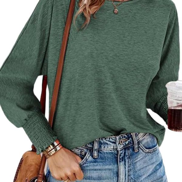 Dokotoo Long Sleeve Tops for Women 2024 Oversized Fashion T Shirts for Women Crewneck Casual Loose Shirts Basic Tee