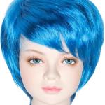 Short Straight Blue Wig Sleek Pixie-cut Wig for Small Head Women Party Cosplay Wig (Small Size)