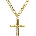 Verona Jewelers Men and Women 24" Stainless Steel 3.8MM Figaro Chain Necklace Crucifix Cross