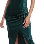 Women's Elegant Velvet Formal Dress Bodycon Evening Prom Sleeveless Ruched Dress