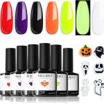 modelones Halloween Gel Nail Polish Set 6 Colors Hocus Pocus Collection Glow in the Dark Neon Green