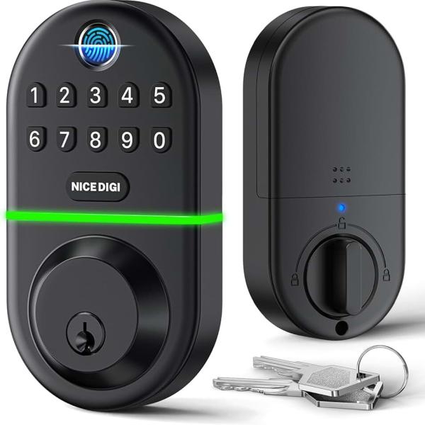 Smart Deadbolt Door Lock with Keypad: NICE DIGI Keyless Entry Lock for Front Door - Fingerprint