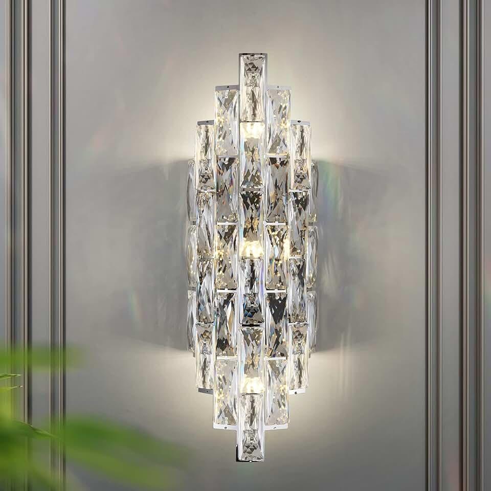 Modern Crystal Wall Sconces,Chrome Wall Light Fixtures, Luxury Indoor Wall Lamp,Crystal Vanity Wall