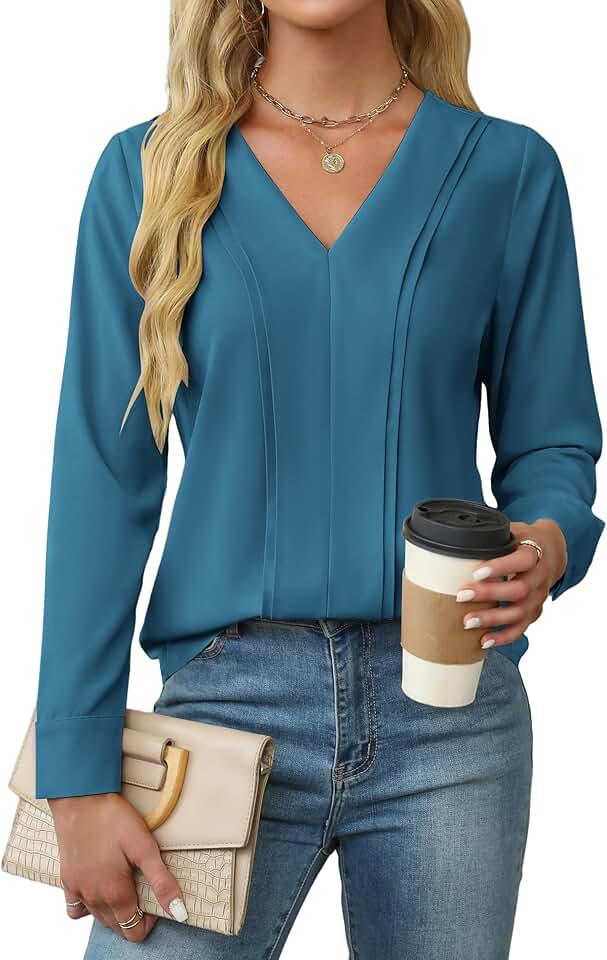 BMJL Womens Dressy Casual Blouses Business Work Tops Fall Long Sleeve Shirts 2024