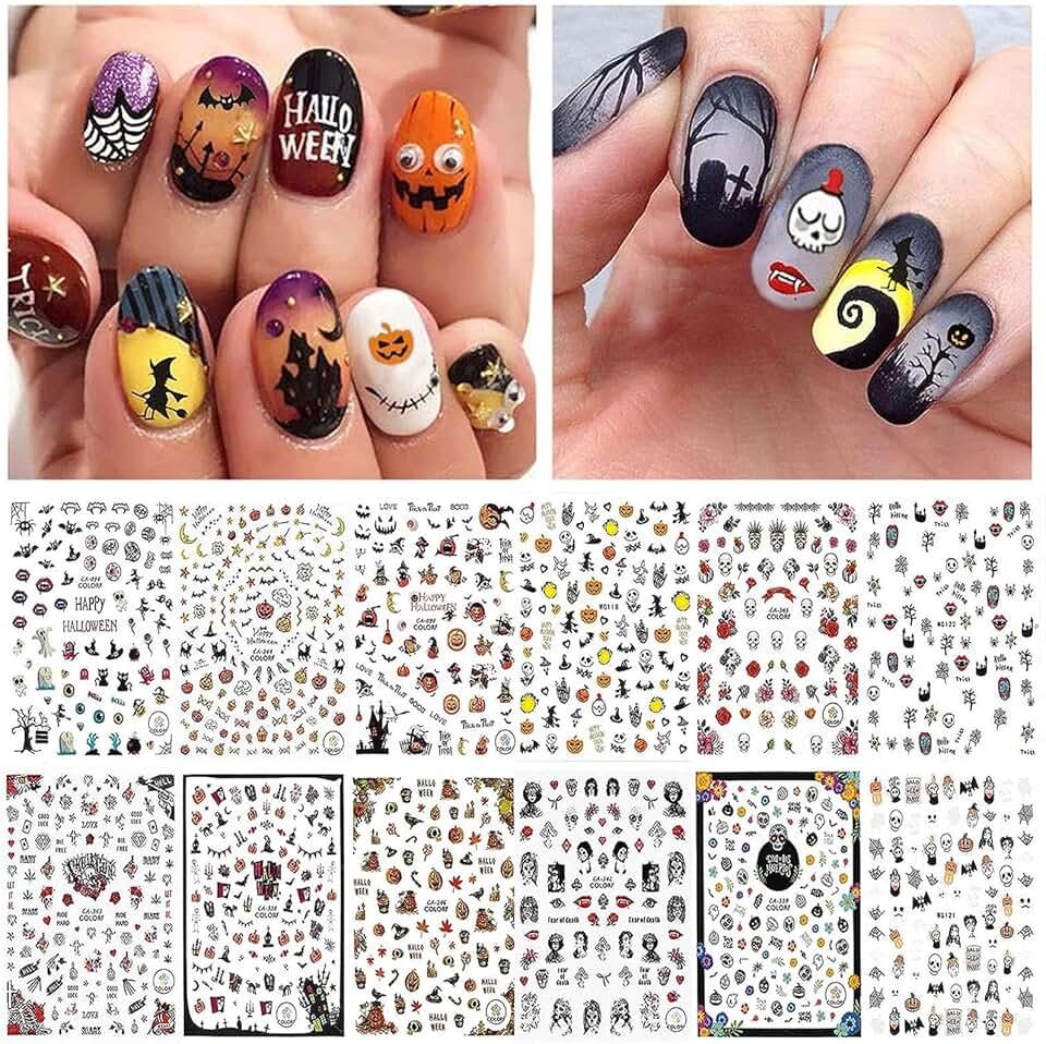 1500pcs Halloween Nail Art Stickers Decals, Kalolary Self-Adhesive DIY Nail Decals Sticker for