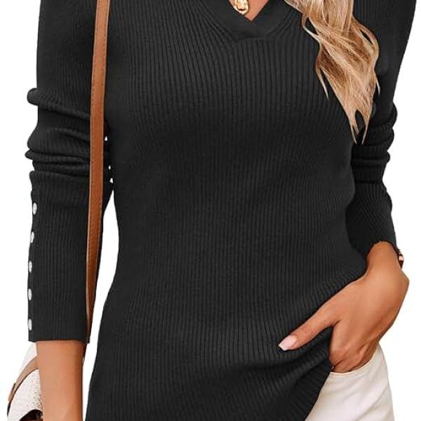 Newshows Womens Fall Fashion Sweater 2024 Business Tops Long Sleeve Clothes Casual Outfits Dressy Shirt Knit Pullover Blouse