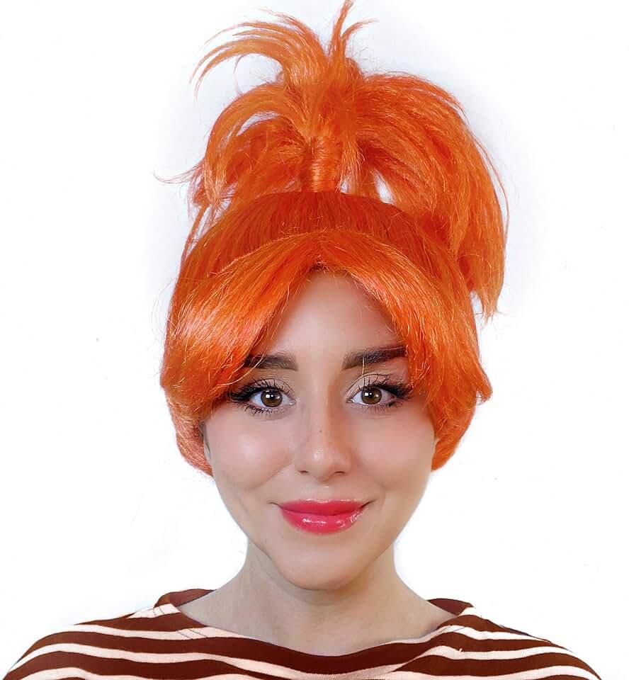 Anxiety Inside Out Color Orange - Cartoon Wig Riley Anxious Nervous Energy Emotion Geek Personality