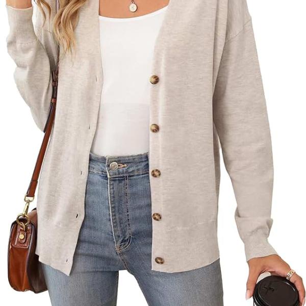 Arach&Cloz 2024 Fall Wool Blended Cardigan Sweaters for Women Fashion Lightweight Button Clothes Business Casual Outfits