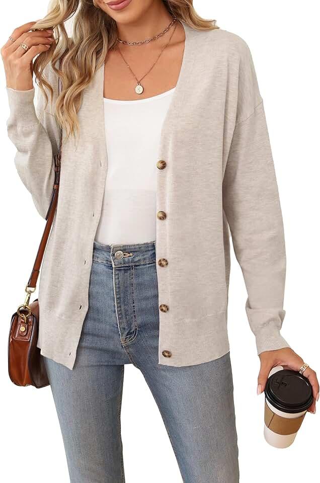 Arach&Cloz 2024 Fall Wool Blended Cardigan Sweaters for Women Fashion Lightweight Button Clothes Business Casual Outfits