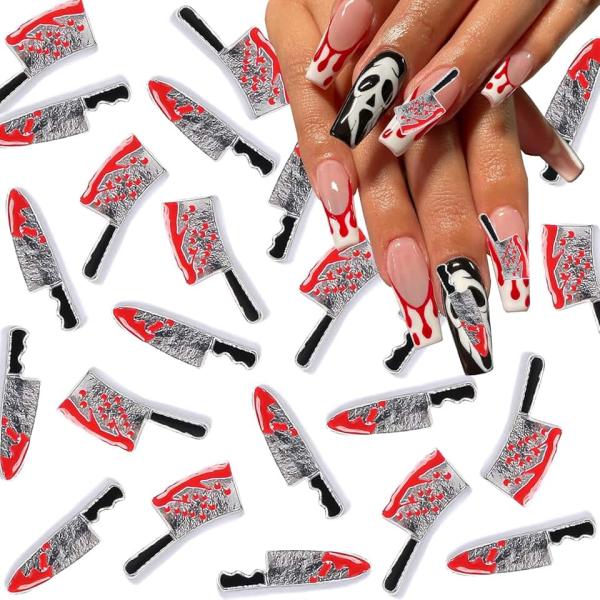 20 PCS 3D Halloween Nail Charms Blood Knife Nail Art Charms 3D Alloy Nail Charm Metal Vintage Nail