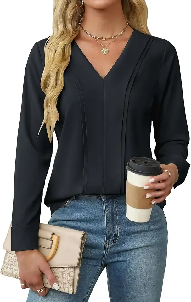 BMJL Womens Dressy Casual Blouses Business Work Tops Fall Long Sleeve Shirts 2024