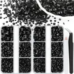 Resin Rhinestones for Crafting, 2 Boxes Black Multi Sizes Flatback Bedazzling Crystals for Crafts