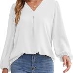 GRACE KARIN Womens Lantern Long Sleeve Tops Work Blouse T Shirts V Neck Business Casual Outfits