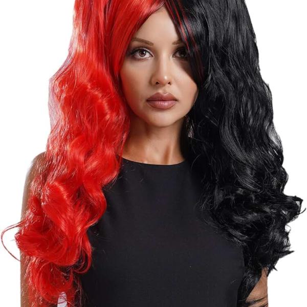 Women's Lolita Long Curly Hair Anime Cosplay Wigs Colorful Synthetic Wigs Clip On Ponytails