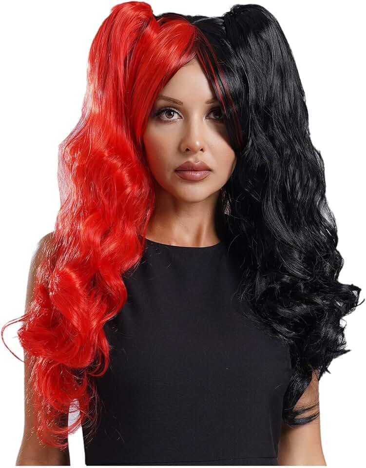 Women's Lolita Long Curly Hair Anime Cosplay Wigs Colorful Synthetic Wigs Clip On Ponytails