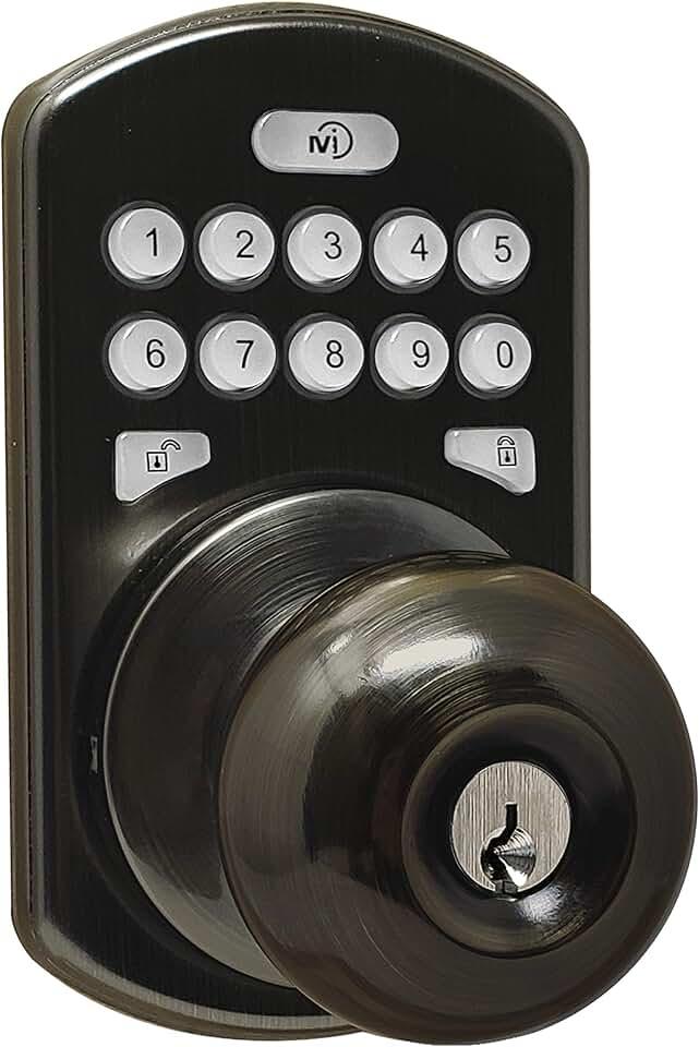 MiLocks CKK-02AQ Titan Keyless Entry Door Lock - Deadbolt Smart Door Knob Handle with Backlit