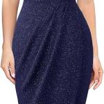 Womens Beaded Halter Neck Twist Front Ruched Wrap Slit Glitter Cocktail Party Night Out Bodycon Midi Dress