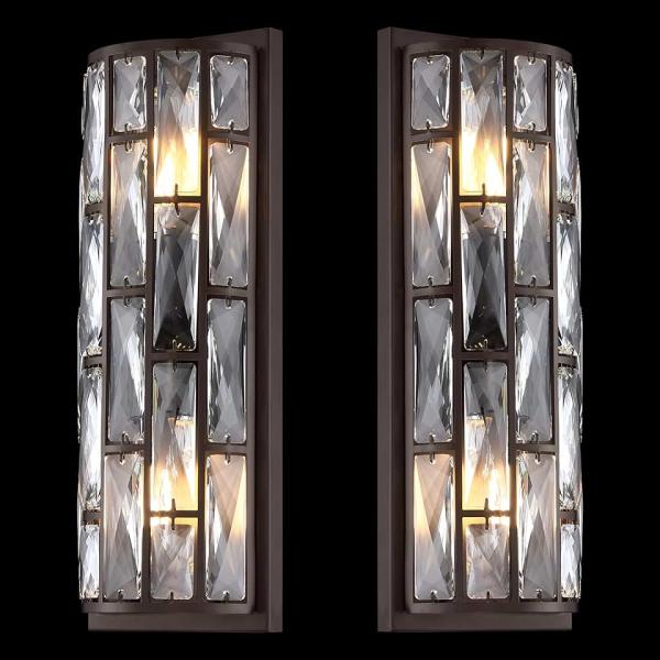 Doraimi Lighting 2 Pack 2 Light Crystal Bathroom Wall Sconce Modern Concise Style Wall Light