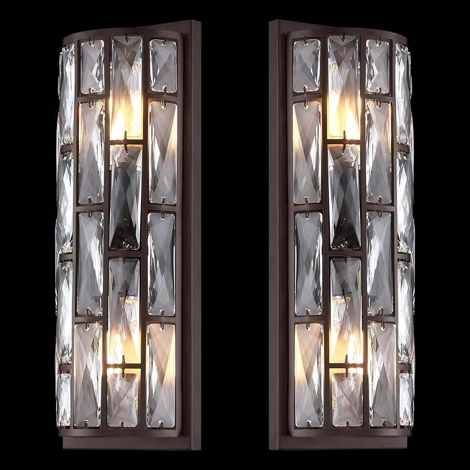 Doraimi Lighting 2 Pack 2 Light Crystal Bathroom Wall Sconce Modern Concise Style Wall Light