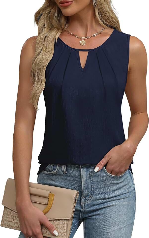 Blooming Jelly Womens Summer Tank Top Sleeveless Business Casual Outfits 2024 Basic Loose Dressy Work Shirt