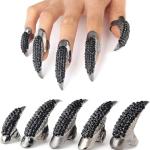 10 PCS Halloween Costume Claws Fake Nails Ring Set, Bestga® Gothic Punk 3 Sizes Crystal Full Finger