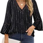 Timeson Women's Business Casual Tops 3/4 Sleeve Dressy Blouses Office Work Shirts