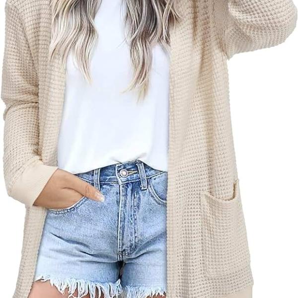 STYLEWORD Women's Fashion Cardigan Sweater Lightweight Open Front Long Casual Beach Kimonos Outfits with Pockets