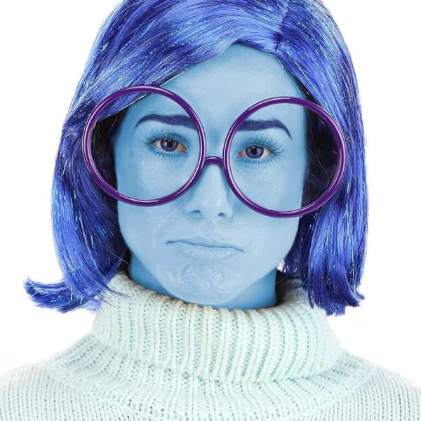 Women's Disney Inside Out Sadness Wig & Glasses Costume Accessory Kit