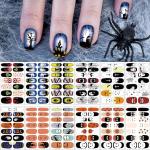 12 Sheets Halloween Full Nail Wraps Art Stickers, Nail Polish Strips Nail Decals DIY Self-Adhesive