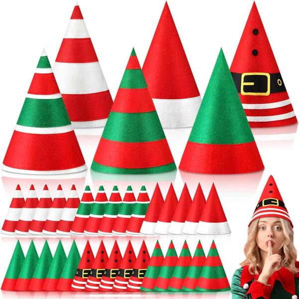 36 Pcs Christmas Elf Hat Christmas Elf Costume Accessories Felt Santa Hat for Christmas Holiday