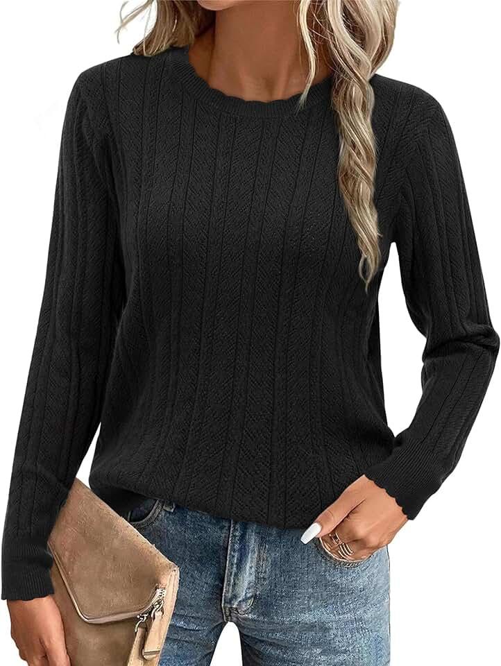 Arach&Cloz Women Sweaters 2024 Fall Ultra-Soft Long Sleeve Business Casual Outfit Crewneck Fashion Top Knit Pullover Sweater