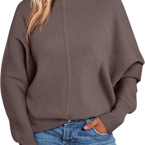 LILLUSORY Women's Oversized Mock Neck Sweaters Trendy Pullover 2024 Fall Outfits Knit Batwing Winter Tops