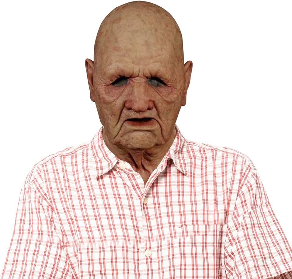 Old Grandpa Mask Halloween Cosplay Party Mask, Realistic Old Man Costume Scary Cosplay Mask for